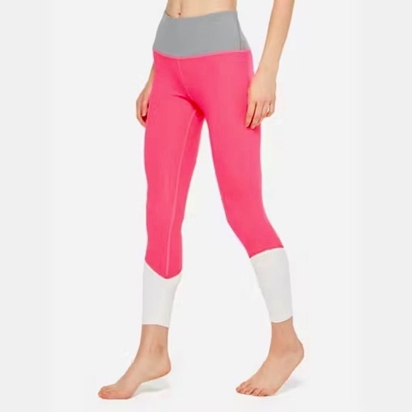 KATE SPADE Colorblock Leggings High Rise Waist Activewear Pink Gray White Large - Picture 1 of 16